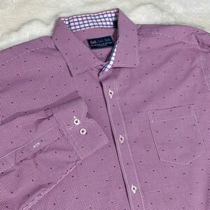 Charleston Threads‎ Mens XL Pink Gingham Dot Long Sleeve Button Down Shirt
